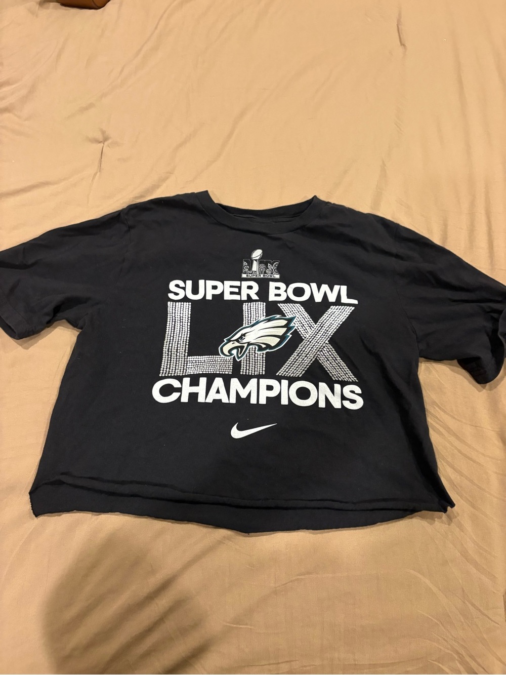 Nike Black Super Bowl LIX Champions Graphic Cropped Tee